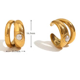 Brinco Clip Duplo Pérola Banhado a Ouro 18K