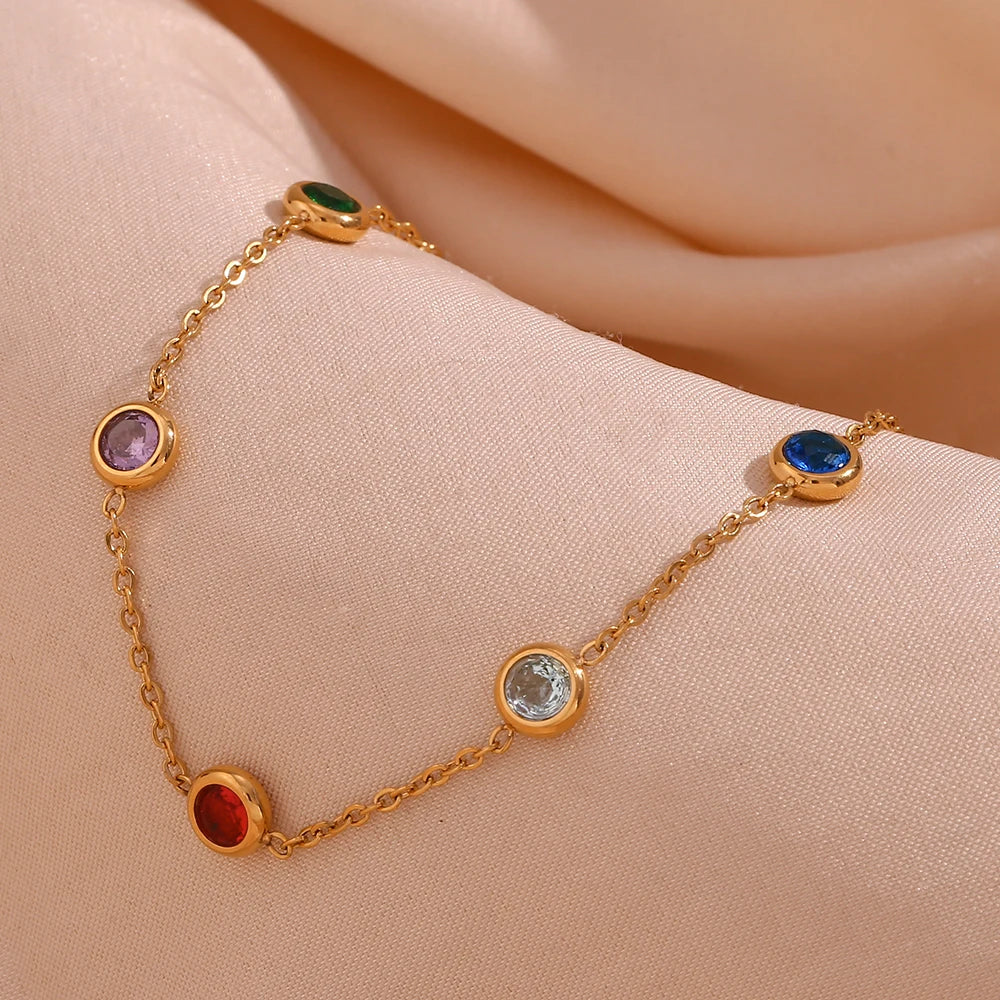 Pulseira Elegante de Zircônia Colorida