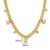 Colar Choker de Corrente Cubana com Zircônias