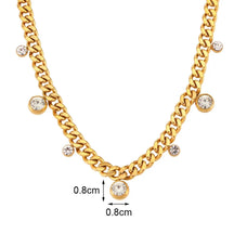 Colar Choker de Corrente Cubana com Zircônias