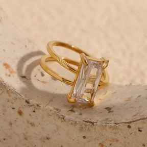 Anel Elegante de Zircônia com Camada Dupla