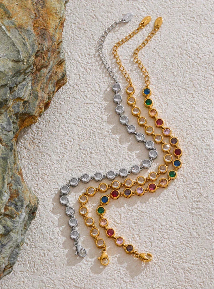 Colar e Pulseira Luxo Zircônia Colorida Burnetts