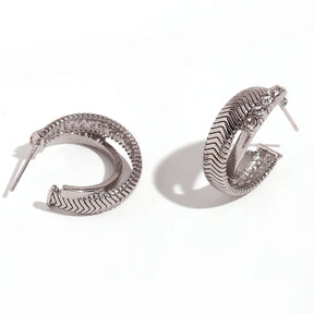 Brincos de Argola com Zircônia e Textura Espinha