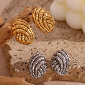 Brincos Elegância Trançada em Aço Inoxidável