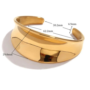 Pulseira Geométrica Côncava Banhada a Ouro