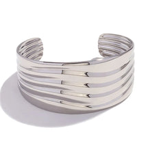 Pulseira Aberta Ondulada Banhada a Ouro 18K