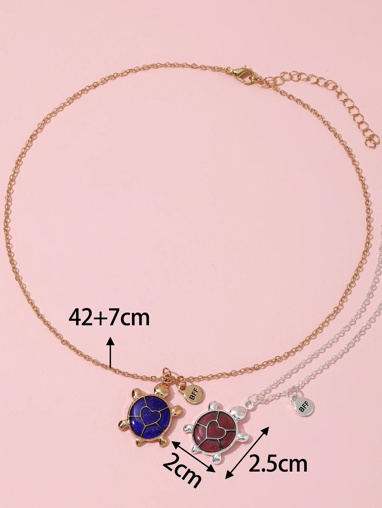 2Pcs/Set Cartoon Cat Butterfly Turtle Temperature-Sensitive Color Changing Pendants Girl Children's Friendship Gift Necklace
