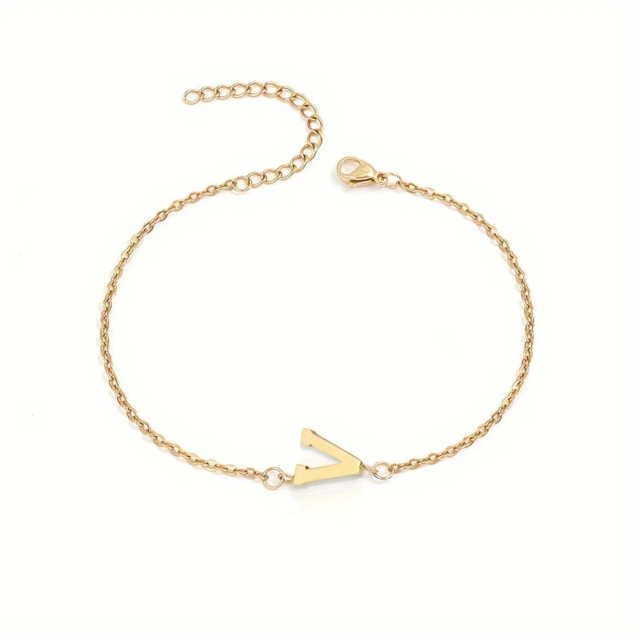 Pulseira Minimalista com Letras em Aço Inoxidável