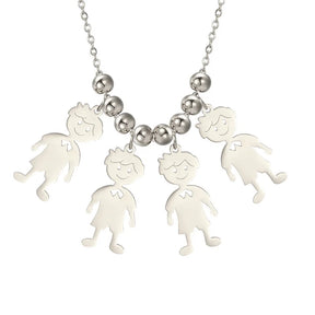 Stainless Steel Necklace Boy Girl Kids Pendant Necklace for Women Men Beads Chain Choker Family Jewelry Gift collares aesthethic