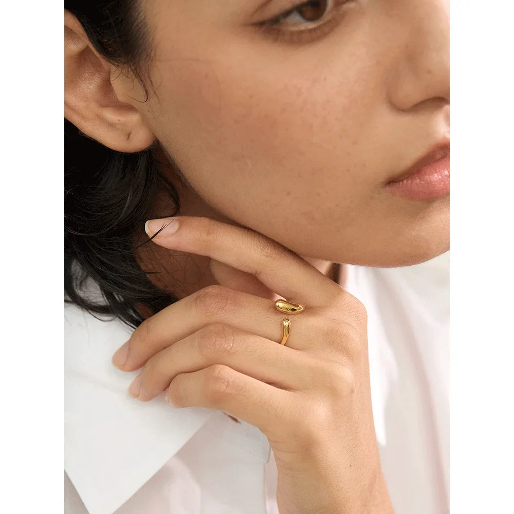 Anel Minimalista Ajustável em Aço Inoxidável 18K