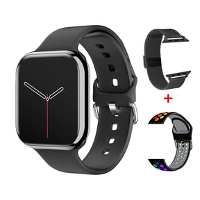 Novo relógio inteligente 9 nfc bt chamada freqüência cardíaca esporte fitness tela amoled à prova dwireless água carregamento sem fio