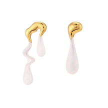 Brincos Assimétricos Waterdrop em Esmalte