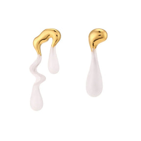 Brincos Assimétricos Waterdrop em Esmalte