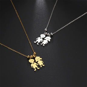 Stainless Steel Necklace Boy Girl Kids Pendant Necklace for Women Men Beads Chain Choker Family Jewelry Gift collares aesthethic