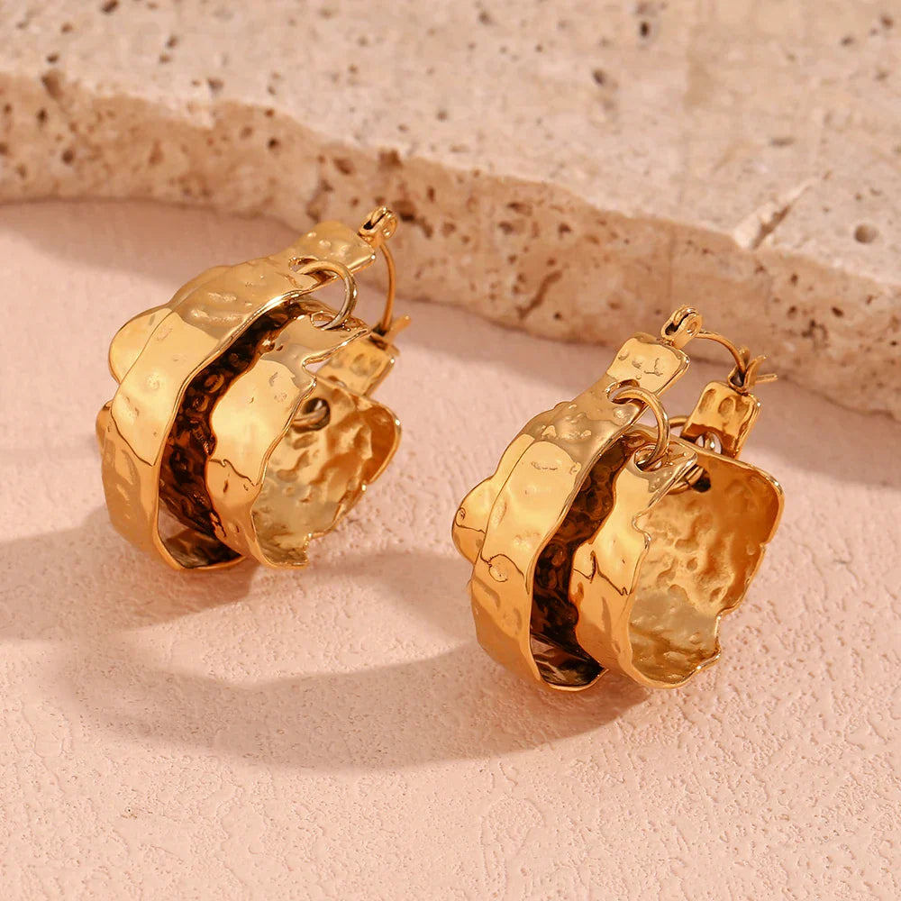 Brincos de Argola Dupla Camada Ouro 18k Burnetts