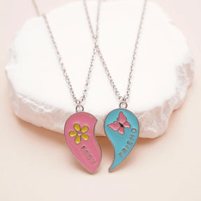 2 Pcs/Set Best Friends Pendant Necklace for Women Cute Avocado Lover Broken Heart Clavicle Chain BFF Best Friends Jewelry Gifts