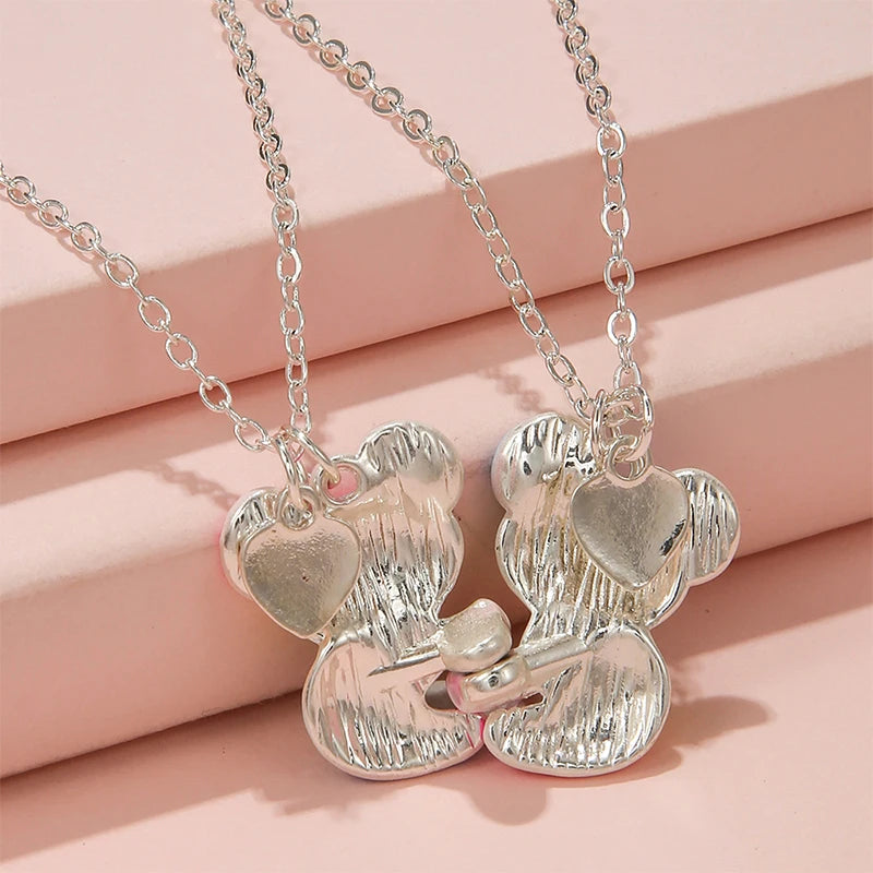 2Pcs/set Cute Koala Pendant Best Friend Forever Girl BFF Chain Necklaces for Daughter Party Birthday Gift Jewelry Wholesale