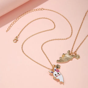 2Pcs/set Brand New Cute Rabbit Pendant Chain Best Friends Necklace BFF Friendship Jewelry Gift for Girls