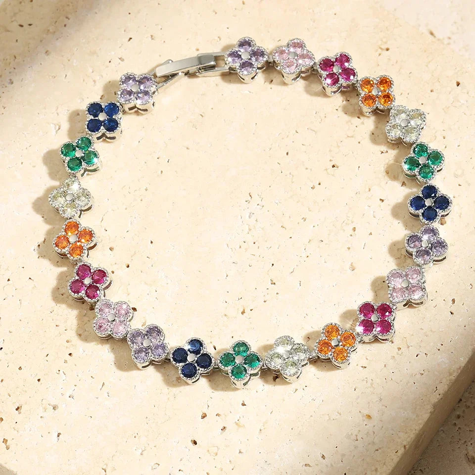 Pulseira Flores de Zircão Colorido Burnetts Joias