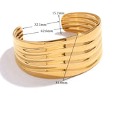 Pulseira Aberta Ondulada Banhada a Ouro 18K