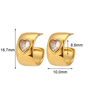 Brincos de Argola Coração com Zircônia Banhados a Ouro