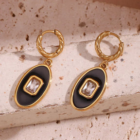 Brincos Oval Elegância com Zircônia