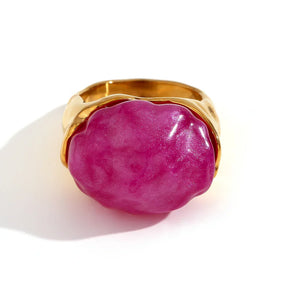 Anel Vintage com Pedra Acrílica e Zircônia