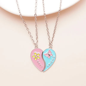 2 Pcs/Set Best Friends Pendant Necklace for Women Cute Avocado Lover Broken Heart Clavicle Chain BFF Best Friends Jewelry Gifts