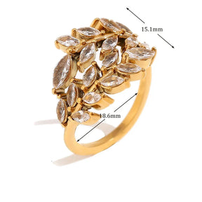 Anel Folha de Zircônia Banhado a Ouro 18K
