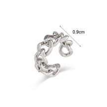 Anel Elegante de Corrente Cubana em Aço Inoxidável Banhado a Ouro 18K
