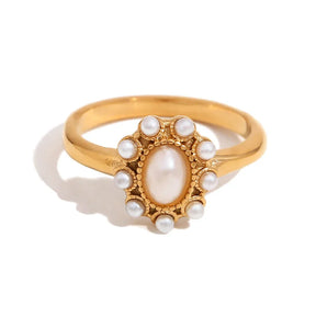 Anéis Elégant com Zircônia e Pérolas