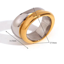 Anel Elegante de Dupla Camada em Aço Inoxidável 18K
