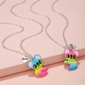 2Pcs/set Cute Koala Pendant Best Friend Forever Girl BFF Chain Necklaces for Daughter Party Birthday Gift Jewelry Wholesale