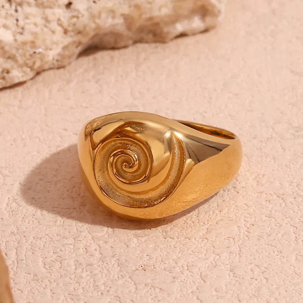 Anel Vortex Elegante Banhado a Ouro 18K