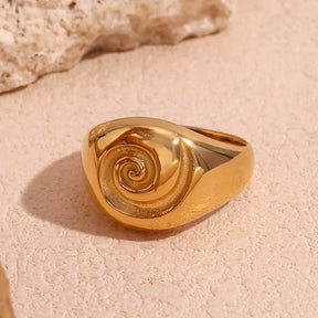 Anel Vortex Elegante Banhado a Ouro 18K