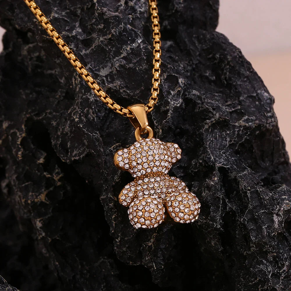 Colar Pingente Ursinho Banhado a Ouro 18K