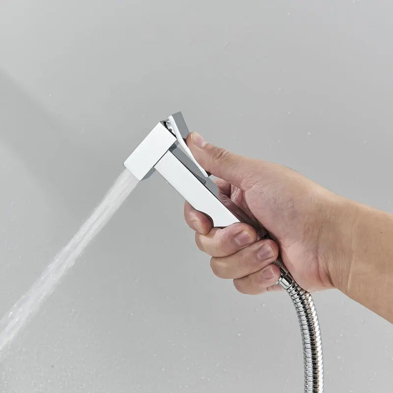 Ducha Higiénica de Parede de Alta Pressão com Misturador de Água Quente e Fria Modelo Quadrado