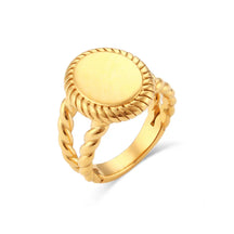 Anel Oval Torcido Banhado a Ouro para Mulheres