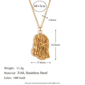 Colar Abstrato Dourado 18K em Aço Inoxidável