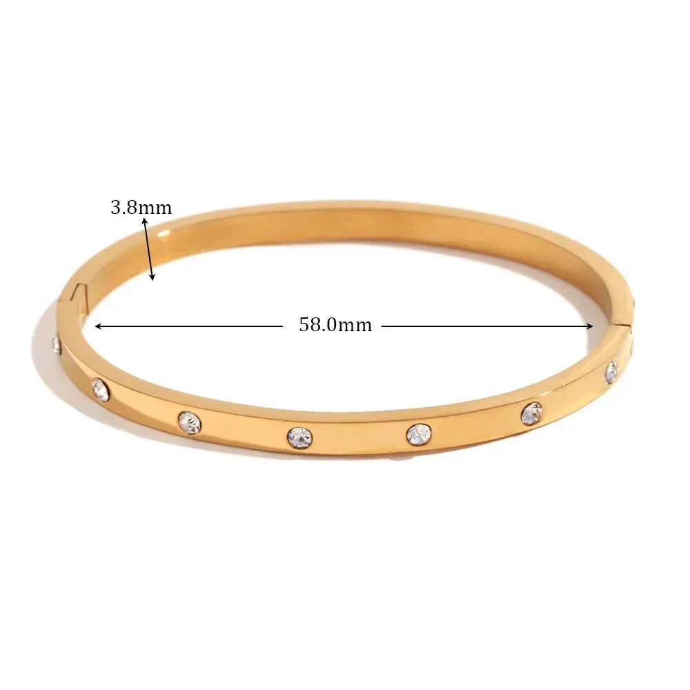 Pulseira Burnetts Joias Dourada com Zircônia e Aço Inoxidável
