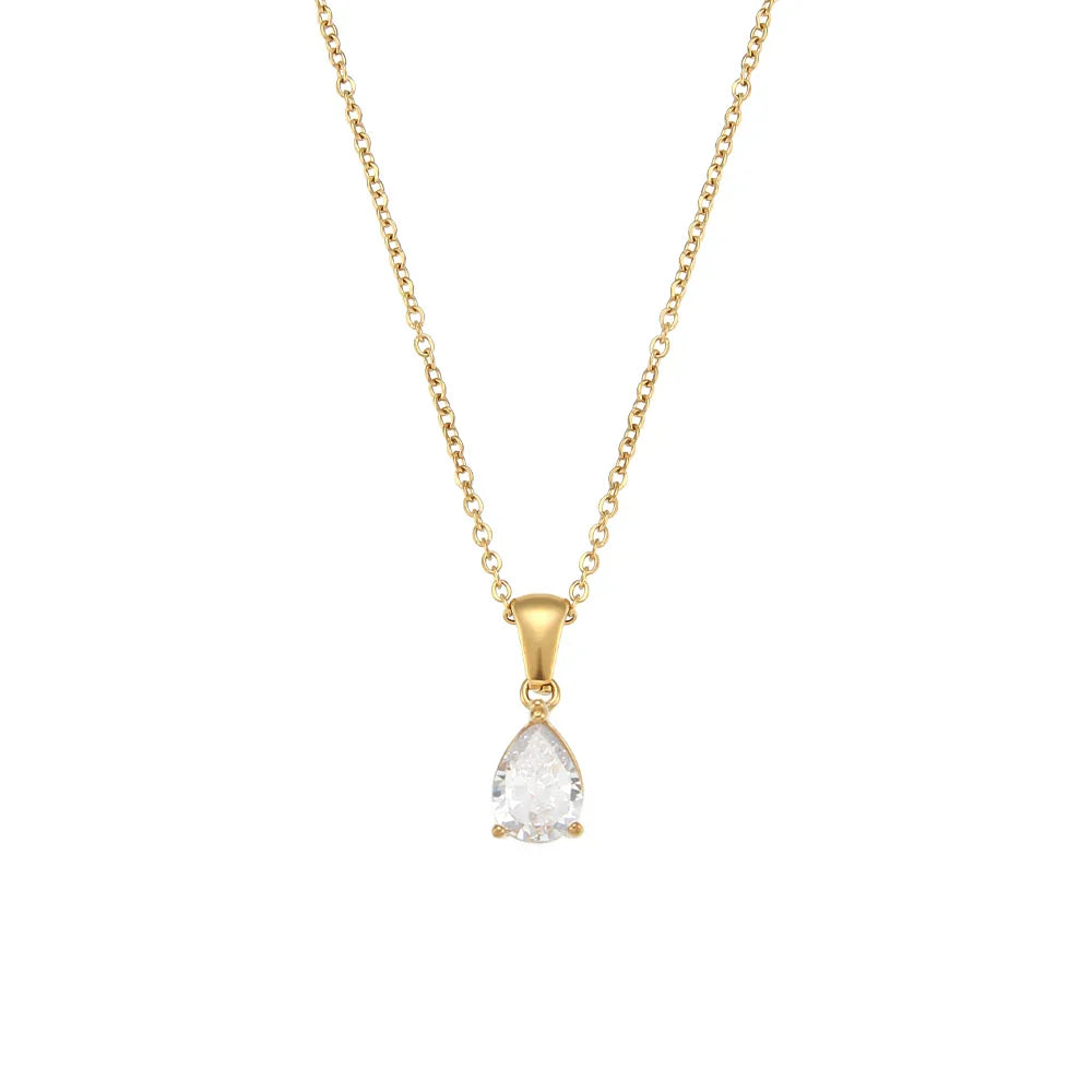 Colar Cristal Colorido Waterdrop Banhado a Ouro
