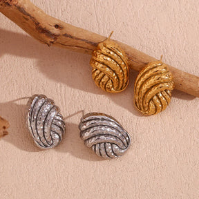 Brincos Elegância Trançada em Aço Inoxidável