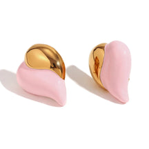 Brincos Coração Esmaltado Folheados a Ouro