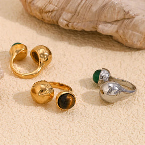 Anel Elegante de Ágata com Zircônia