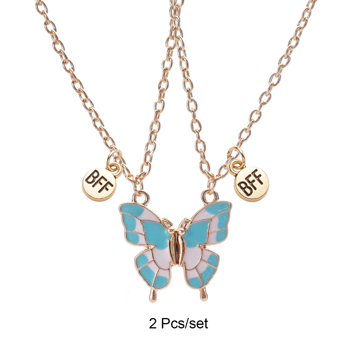 2 Pcs/set Best Friends Pendant Necklace For Woman Magnetic Adjustable Butterfly Lover Broken Heart Chain BFF Jewelry Gifts