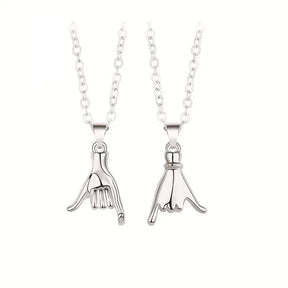 2pcs/set Pull Hook Hands Couple Necklace Pinky Swear Promise Love Hug Chain Necklace for Best Friend Couples Birthday Gifts