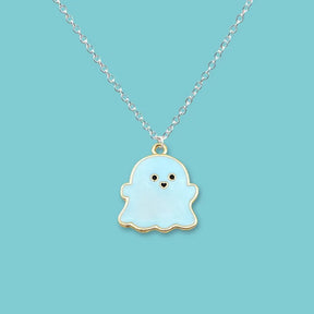 2Pcs Cute Black And White Ghost Pendant Necklaces For Women Men Best Friend Lovely Ghost Pendant Couple Necklace Fashion Jewelry