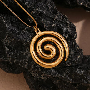 Colar Espiral Dourado com Corrente Cobra