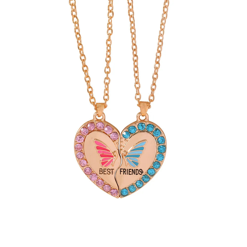 2 Pcs/Set Best Friend Necklace Creative Pentagram Pendant Alloy Accessories Friendship Necklace Best Friend Alloy Pendant
