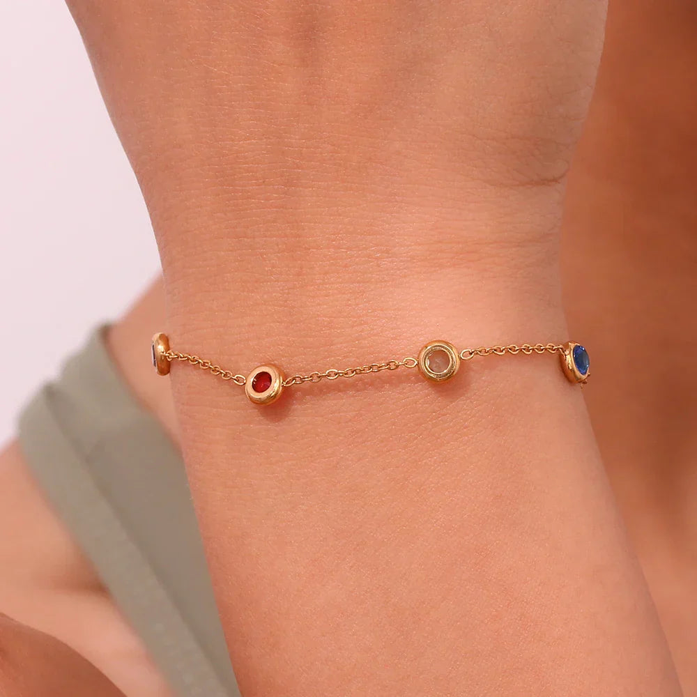 Pulseira Elegante de Zircônia Colorida